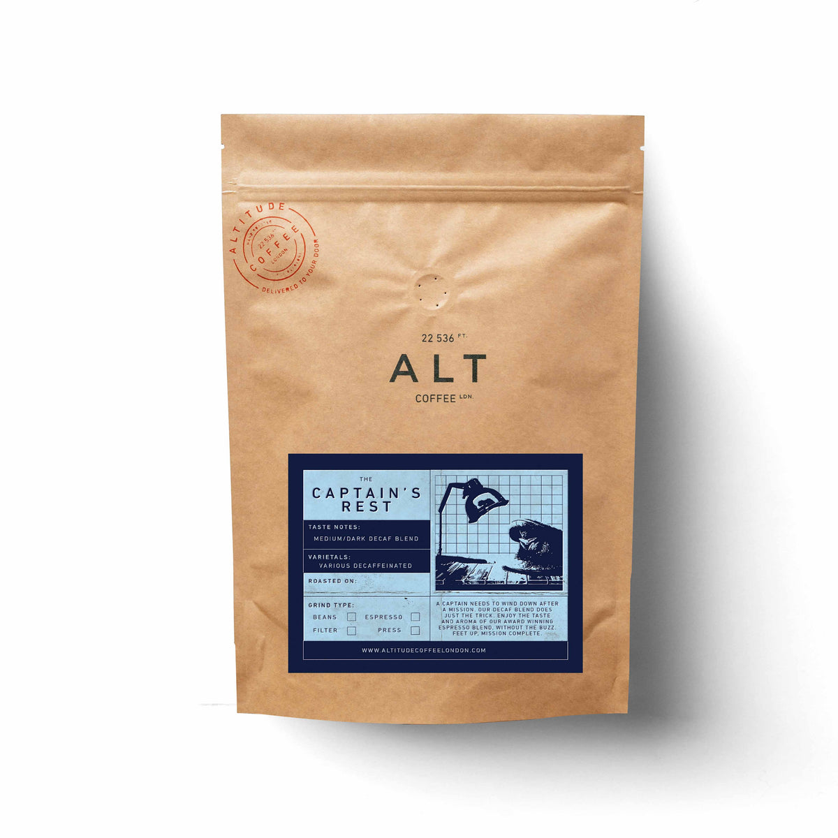 The Captains Rest Decaf Blend flat lay