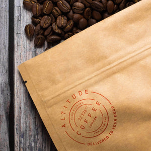 Altitude Coffee London round logo on coffee bag