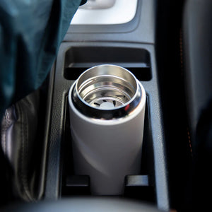 Fellow Carter Move 8oz matte white in cup holder