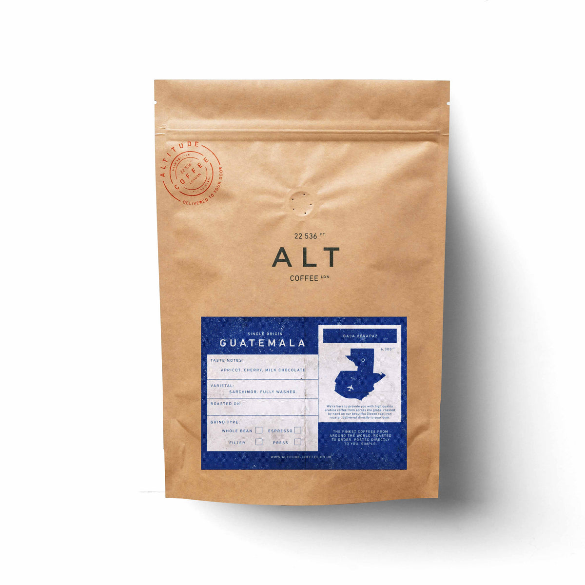 Guatemala Cafe De Chichupac specialty coffee on white background