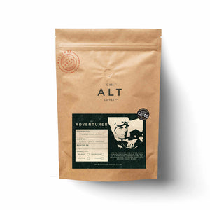The Adventurer specialty coffee blend on white background