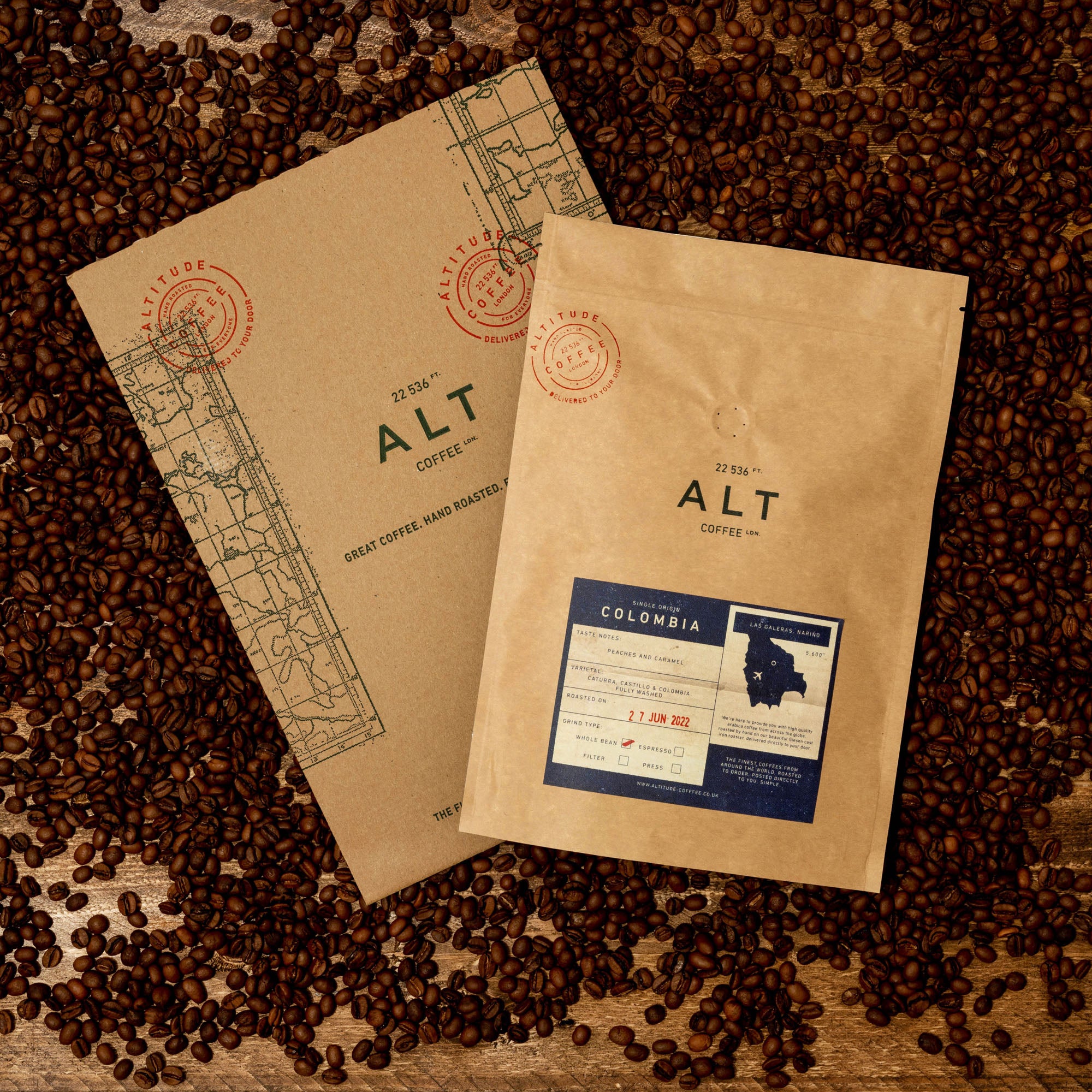 Altitude Coffee London single origin coffee subscription and postal envelope
