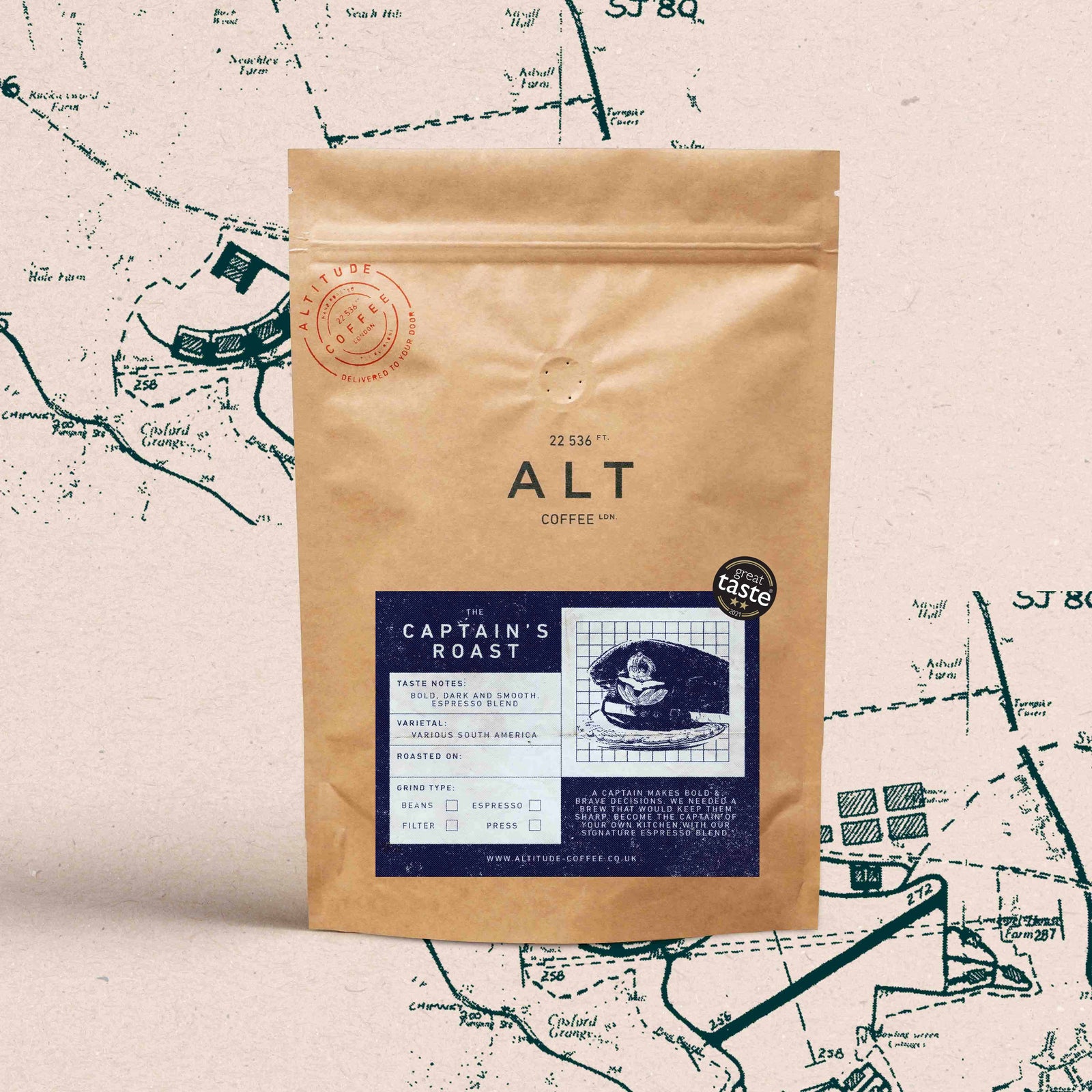 The Captain's Roast Espresso Blend. Specialty coffee blend