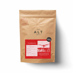 The Pioneer specialty coffee blend on white background